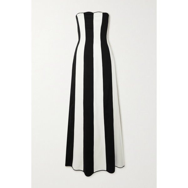 스트랩리스 스캘럽 스트라이프 크레이프 가운 블랙 42247633208866262