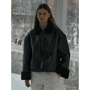 LAMBS WOOL REVERSIBLE SHORT SHEARLING JACKET