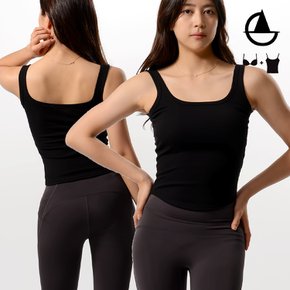 큐브넥라인 볼륨업 캡내장 패드나시 브라탑 탱크탑 요가복 oz80