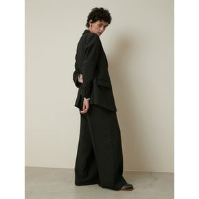 WOOL BLEND TWO TUCK WIDE PANTS