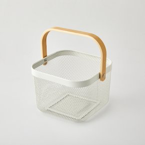 메쉬 우드핸들 메탈바스켓 24x24x17cm 화이트