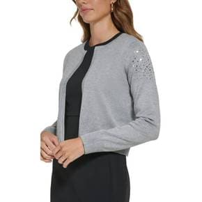 4462694 DKNY Womens Heathered Short Cardigan Sweater