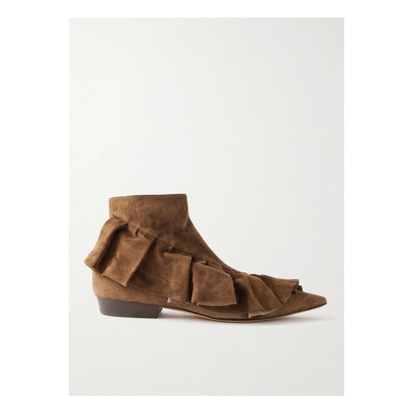 러플 스웨이드 앵클 부츠 브라운 46376663162971356