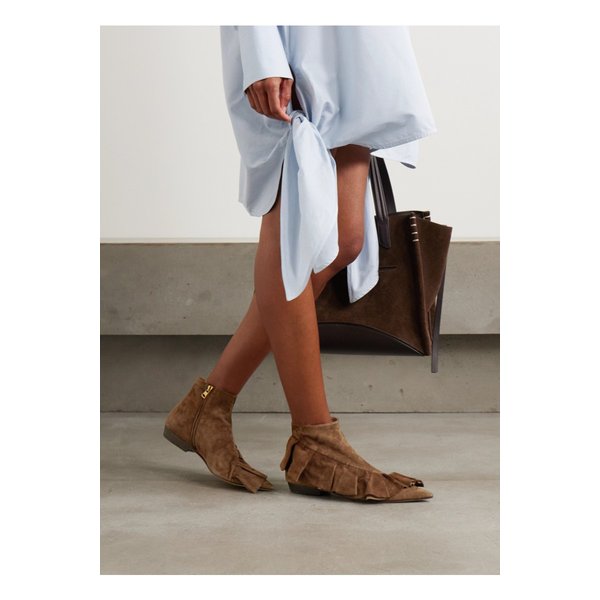 러플 스웨이드 앵클 부츠 브라운 46376663162971356
