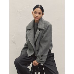 OVERSIZED WOOL BLEND CROP COAT GRAY MBDFCT001GR