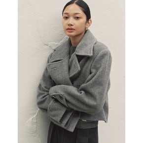 OVERSIZED WOOL BLEND CROP COAT GRAY MBDFCT001GR