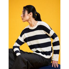 컬러블록 라운드넥 풀오버  네이비 (355351LYDR)