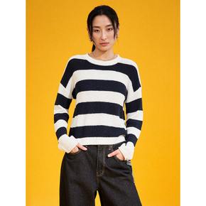 컬러블록 라운드넥 풀오버  네이비 (355351LYDR)