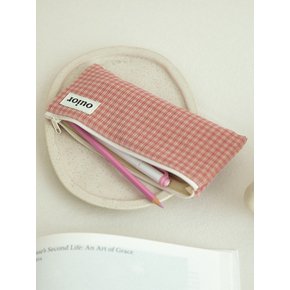 flat pencil case - corduroy rose check(topside zipper)