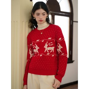 SR_Elk Crew Neck Red Knit Sweater