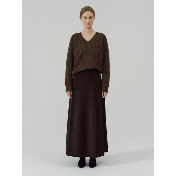스웨이드 혼방 맥시 스커트_CD5WS906