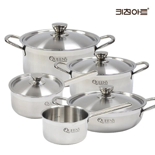 퀸즈 통3중 스텐레스 인덕션 냄비세트 5종B(편14+18+양20+24+전24)