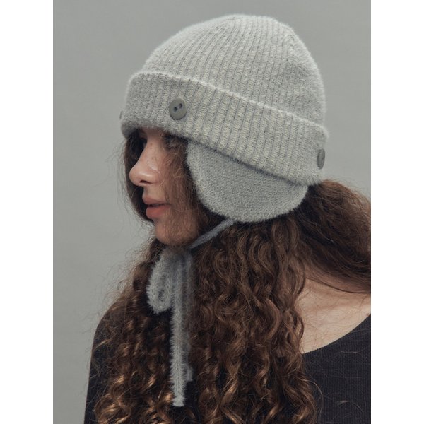 투웨이 이어플랩 비니 투톤믹스 멜란지그레이