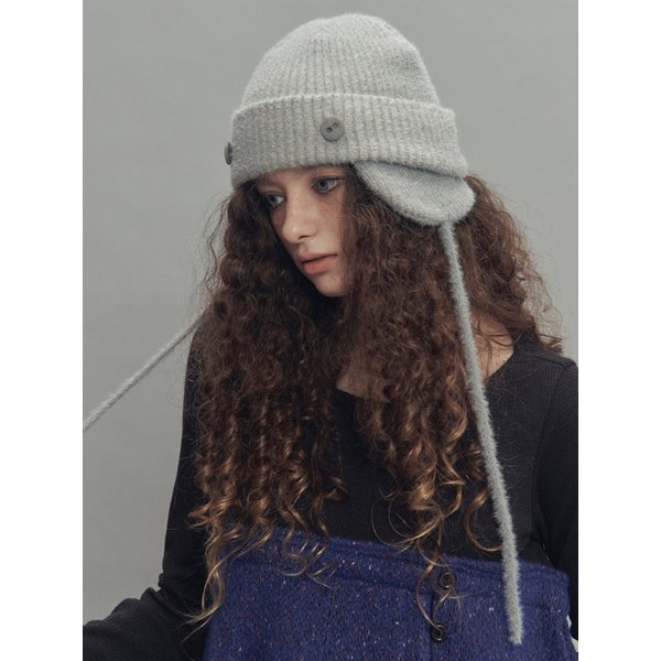 투웨이 이어플랩 비니 투톤믹스 멜란지그레이