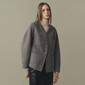 WOOL BLEND HANDMADE JACKET_MISTY GREY