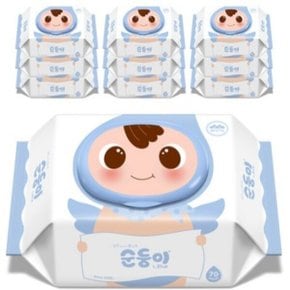 순둥이 오리지널 플러스 엘블루 아기물티슈 캡형 70매, 10팩