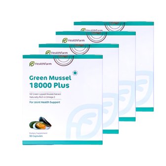  뉴질랜드 헬스팜 프리미엄 초록입 홍합 Green Mussel 18000 플러스 90캡슐 4개