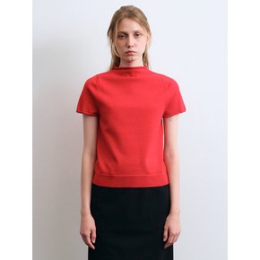 Rachel Mock-neck Knit Top (Red)