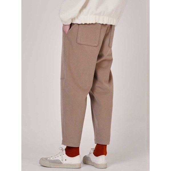 남자 배색 스티치 허리E밴딩 배기핏 겨울 속기모 팬츠 CXS25WWPTC16 BEI