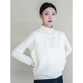 Knit V-Neck Ivory Vest