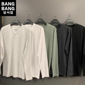 HC04 봄남성 브이넥 얇은무지긴팔 면티셔츠  초가을 베이직한 얇은 v넥  기 (S24199921)
