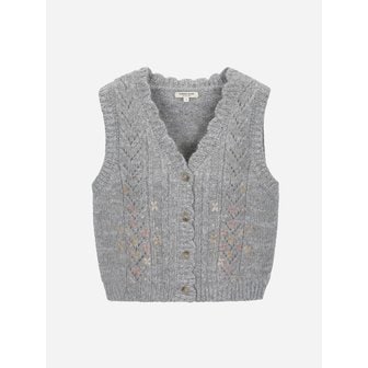 써스데이아일랜드 플라워 자수 니트 베스트_T258MVT246W