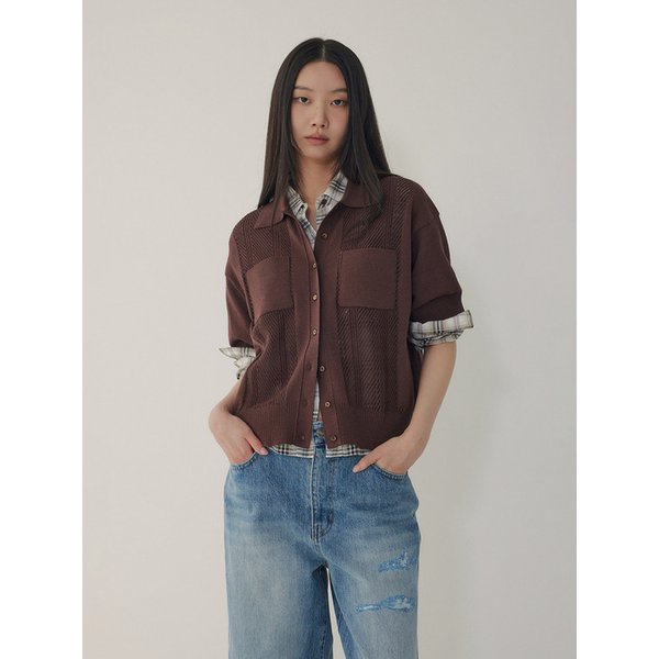 스트럭처드 카라 풀오버_브라운 7116250403