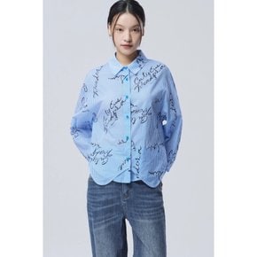 스트라이프 레터링 블라우스BABL90631