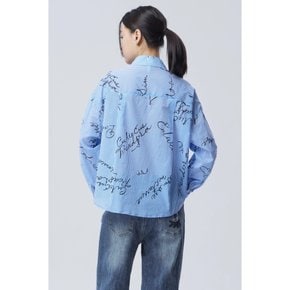 스트라이프 레터링 블라우스BABL90631