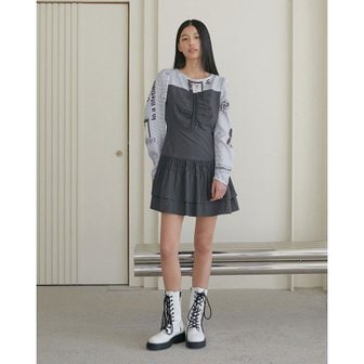 에고이스트 [시흥점] 여성 프린팅 소재 믹스 셔링 볼륨 원피스  (ER1WO260)