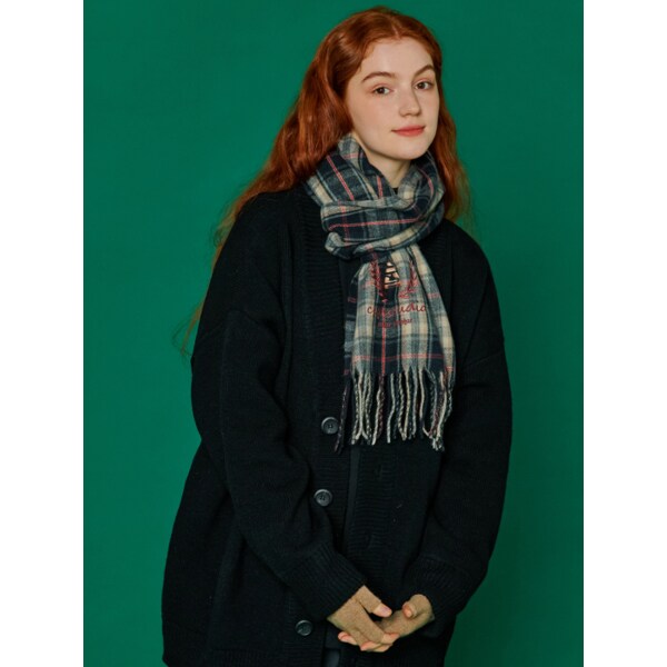 헤리티지 체크 머플러 블랙