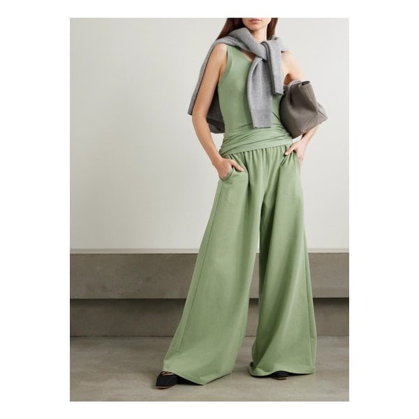 노마카말리 엘리펀트 스트레치 코튼 저지 와이드 팬츠 그린 1647597359122554