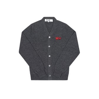 꼼데가르송 AX-N058-051 3 PLAY 플레이 더블 레드 하트 와펜 브이넥 공용 가디건