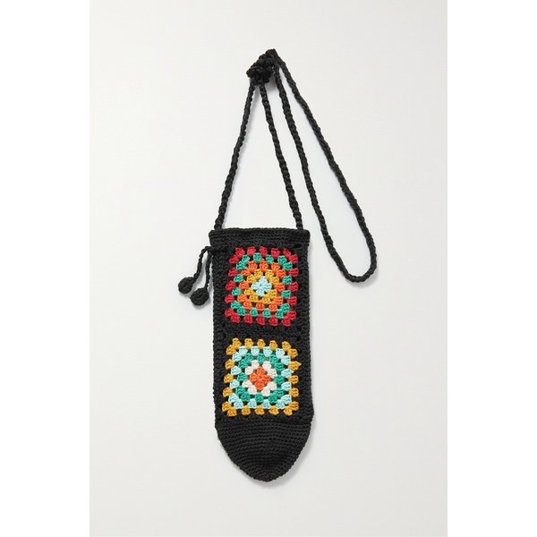 Positive Vibes Crocheted Cotton Shoulder Bag 블랙 32027475399355253