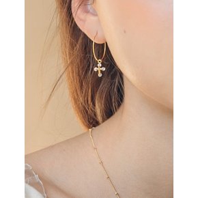 cross cubic ring earrings