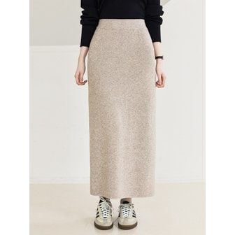 쥬아르 웜업 포근 밍크 기모 안감 골지 니트 롱 스커트_5color