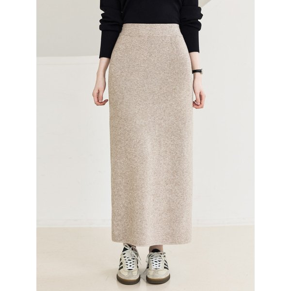 웜업 포근 밍크 기모 안감 골지 니트 롱 스커트_5color