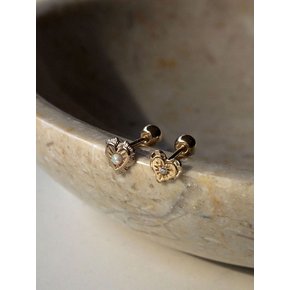 14k vintage heart stone piercing (2type)