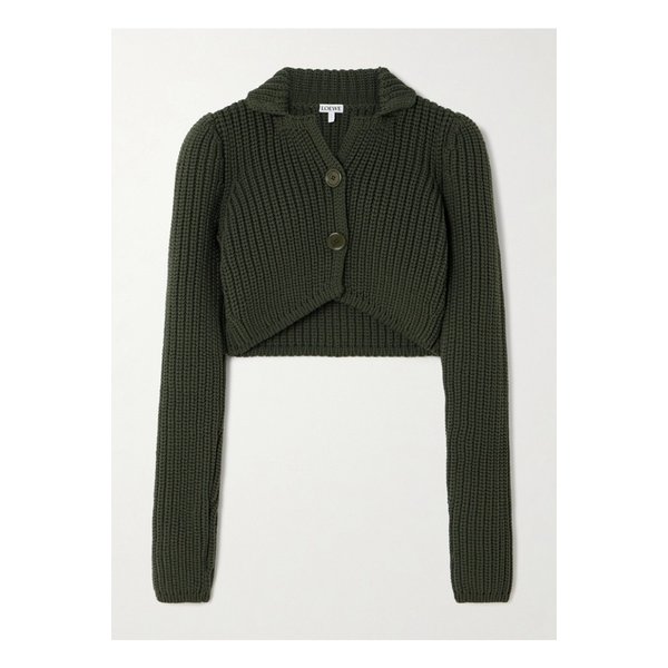크롭 골지 니트 가디건 그린 1647597340562105