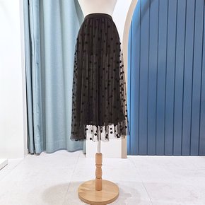 벨벳 도트 포인트 샤 롱스커트 SG09SK504