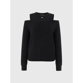 지지 컷아웃 레이어드 니트 탑_블랙 / GIGI CUT OUT LAYERED KNIT TOP_BLACK