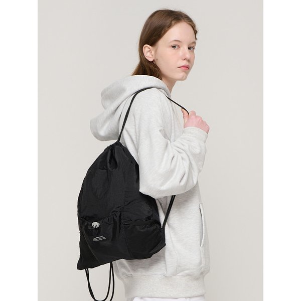 매쉬 포켓 스트링 짐색 백팩 (블랙)