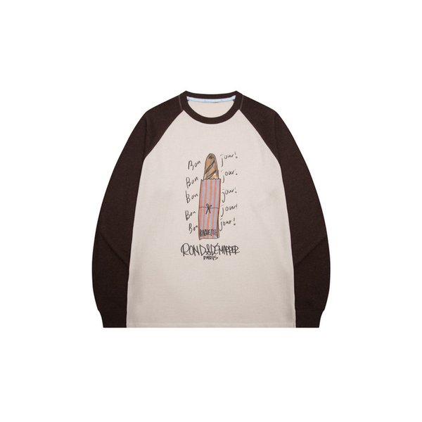 [남녀공용] 와플 배색 래글런 티셔츠