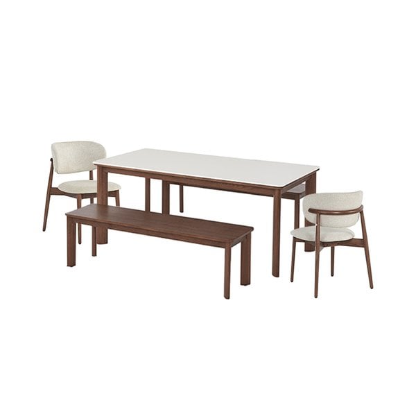 포멜로 세라믹식탁 6인세트 180cm_벤치2EA,체어2EA_브라운 (옵션 택1)