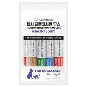  유통기한24년11월30일 애니홀릭 글루코사민 무스 관절영양제 14g8개 4종혼합 강아지고양이겸용