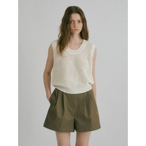 TWO TUCK LINEN SHORTS (KHAKI BROWN)