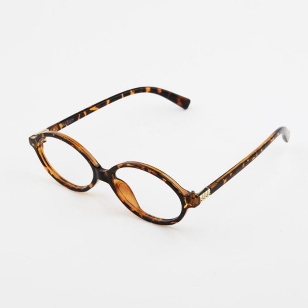 [옷자락] 남녀공용 블랙 레오파드 투명 오발 타원 심플 안경테