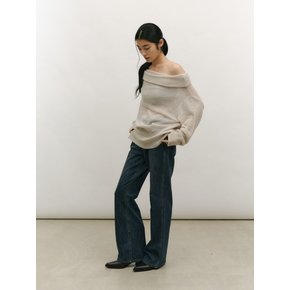 RELAXED OFF-SHOULDER KNIT [LIGHT GREY]