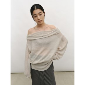 RELAXED OFF-SHOULDER KNIT [LIGHT GREY]