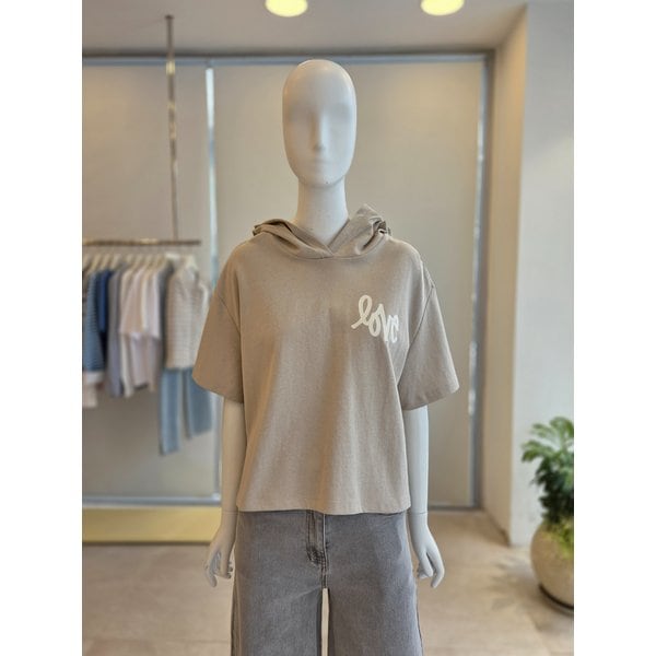 [여주점] [더 아이잗] 여성 오버핏 코튼 레터링 후드 티셔츠(IS4M0TS741)